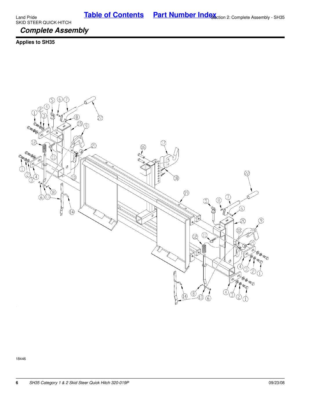 Land Pride SH35 manual Complete Assembly 