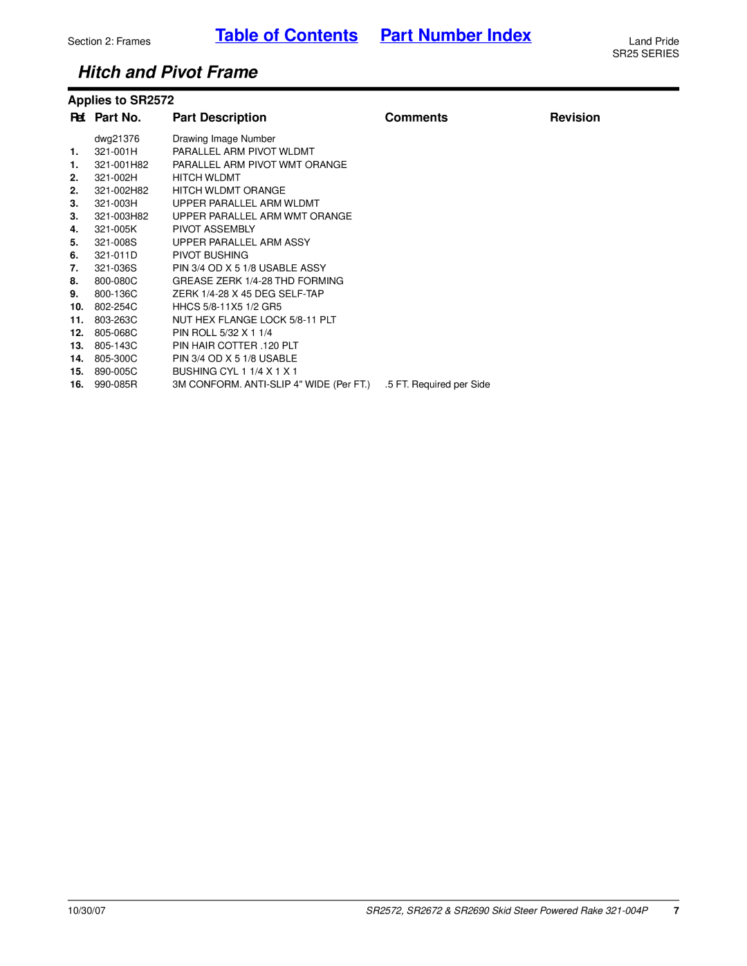 Land Pride SR2672, SR2690, SR2572 manual Hitch Wldmt 