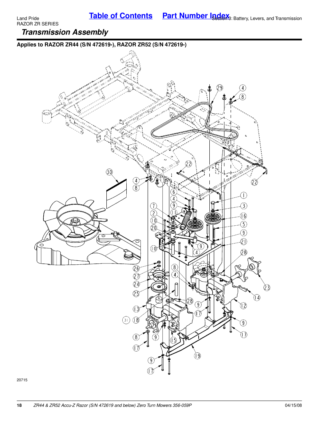 Land Pride ZR52, ZR44 manual Transmission Assembly 