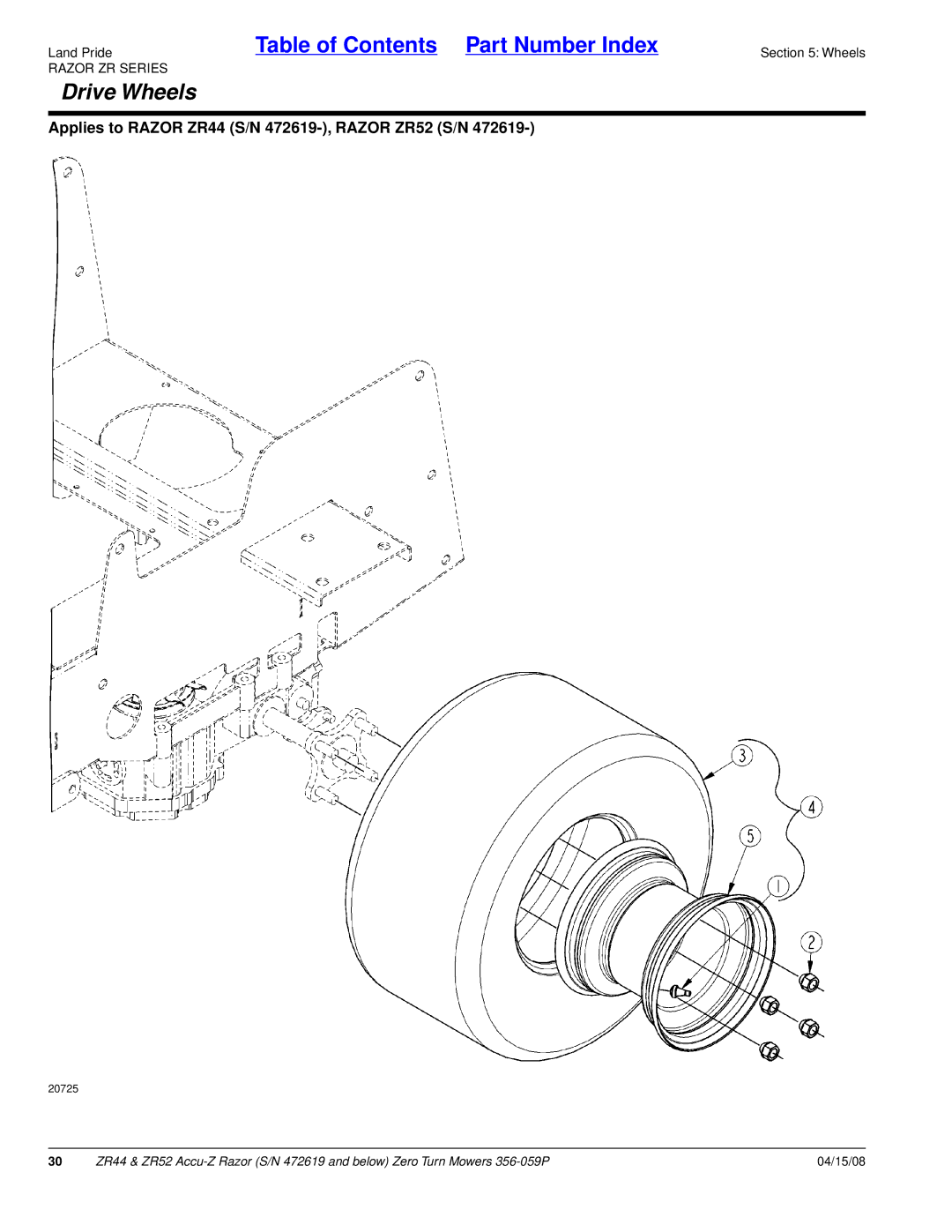 Land Pride ZR52, ZR44 manual Drive Wheels 