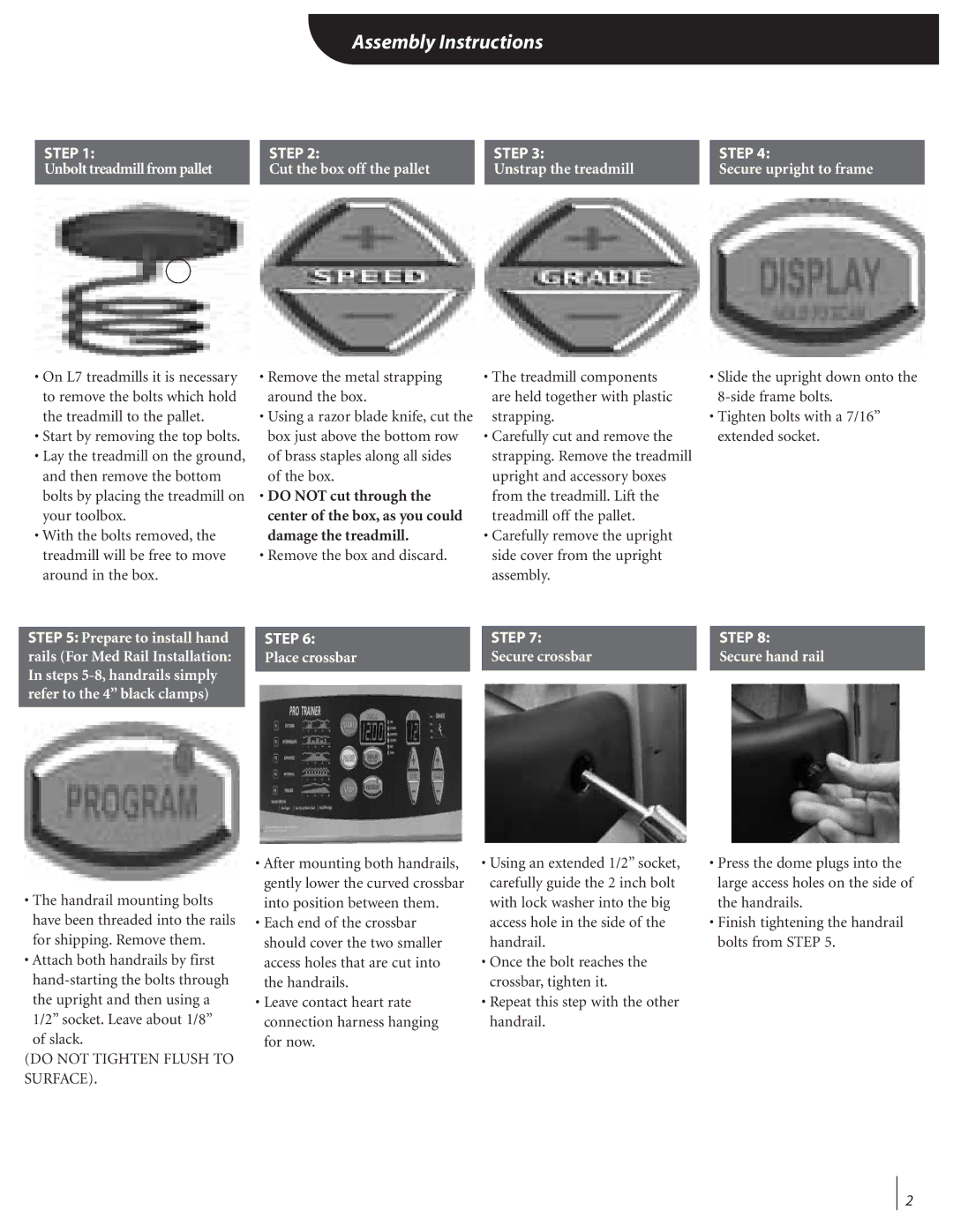 Landice 72089 manual Assembly Instructions, Step 