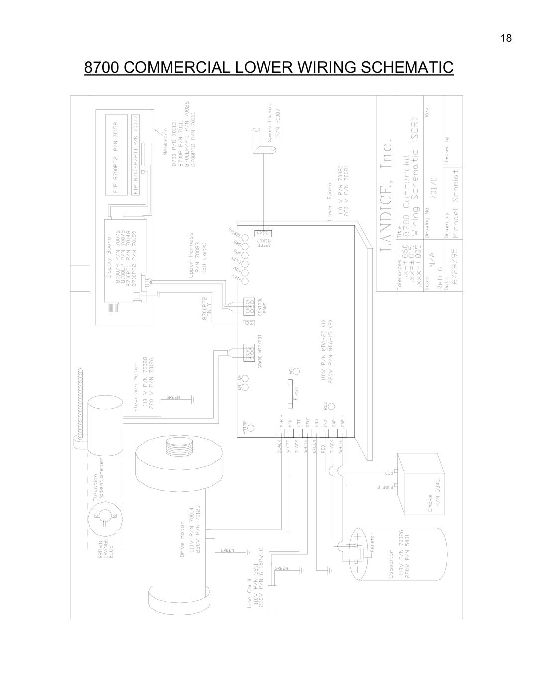 Landice 8700 manual Commercial Lower Wiring Schematic 