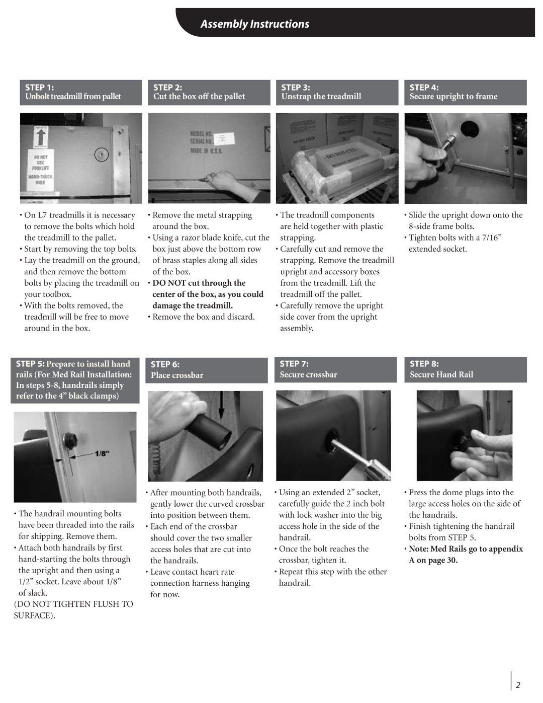 Landice Finest Treadmills manual Assembly Instructions, Step 