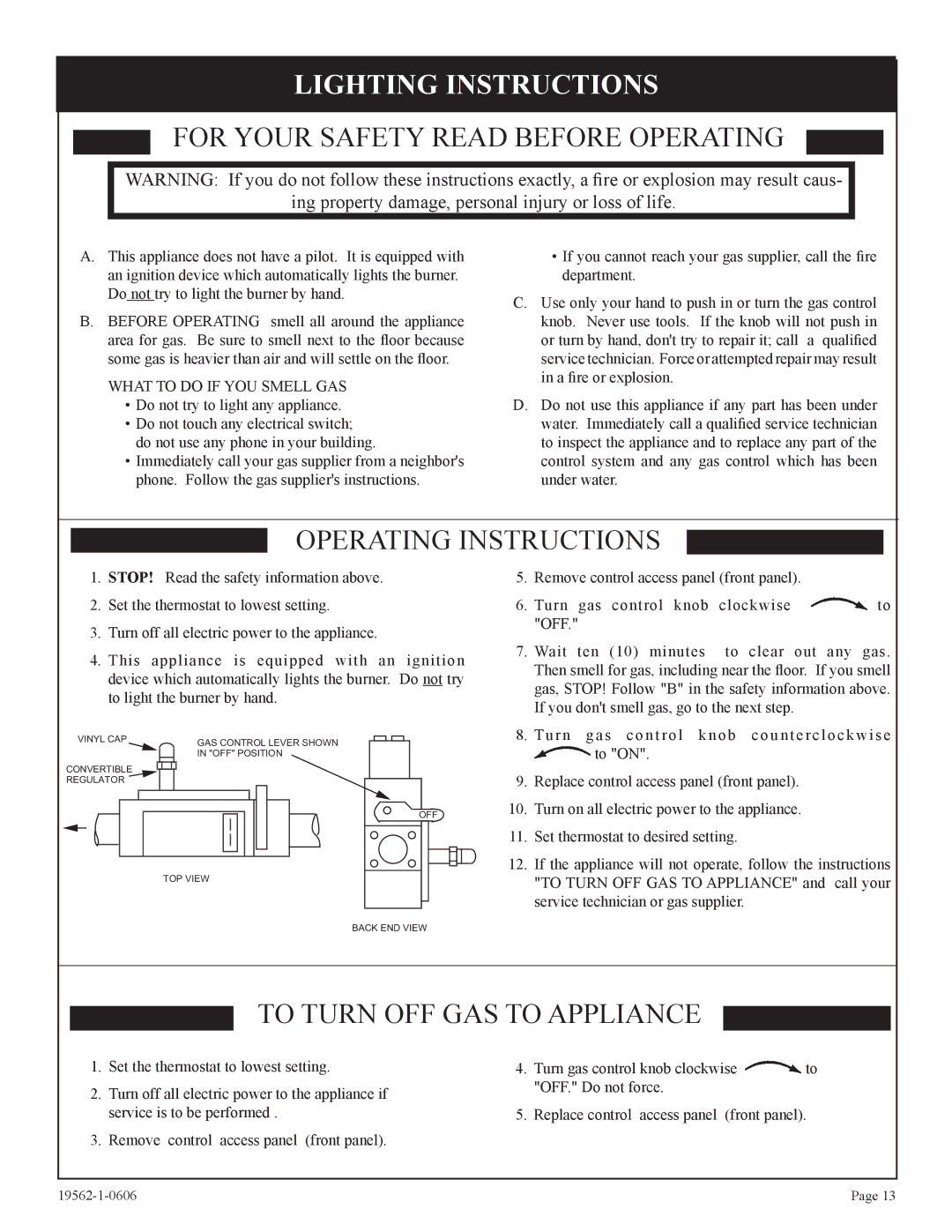 Langley/Empire DV-40E-5, DV-20E-5 installation instructions Lighting Instructions, For Your Safety Read Before Operating 