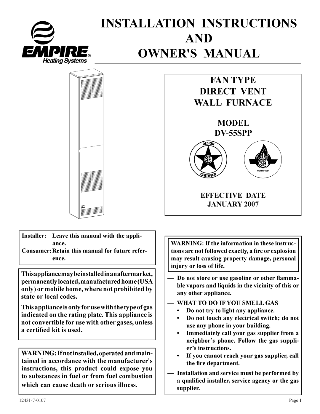 Langley/Empire DV-55SPP installation instructions Installation Instructions 