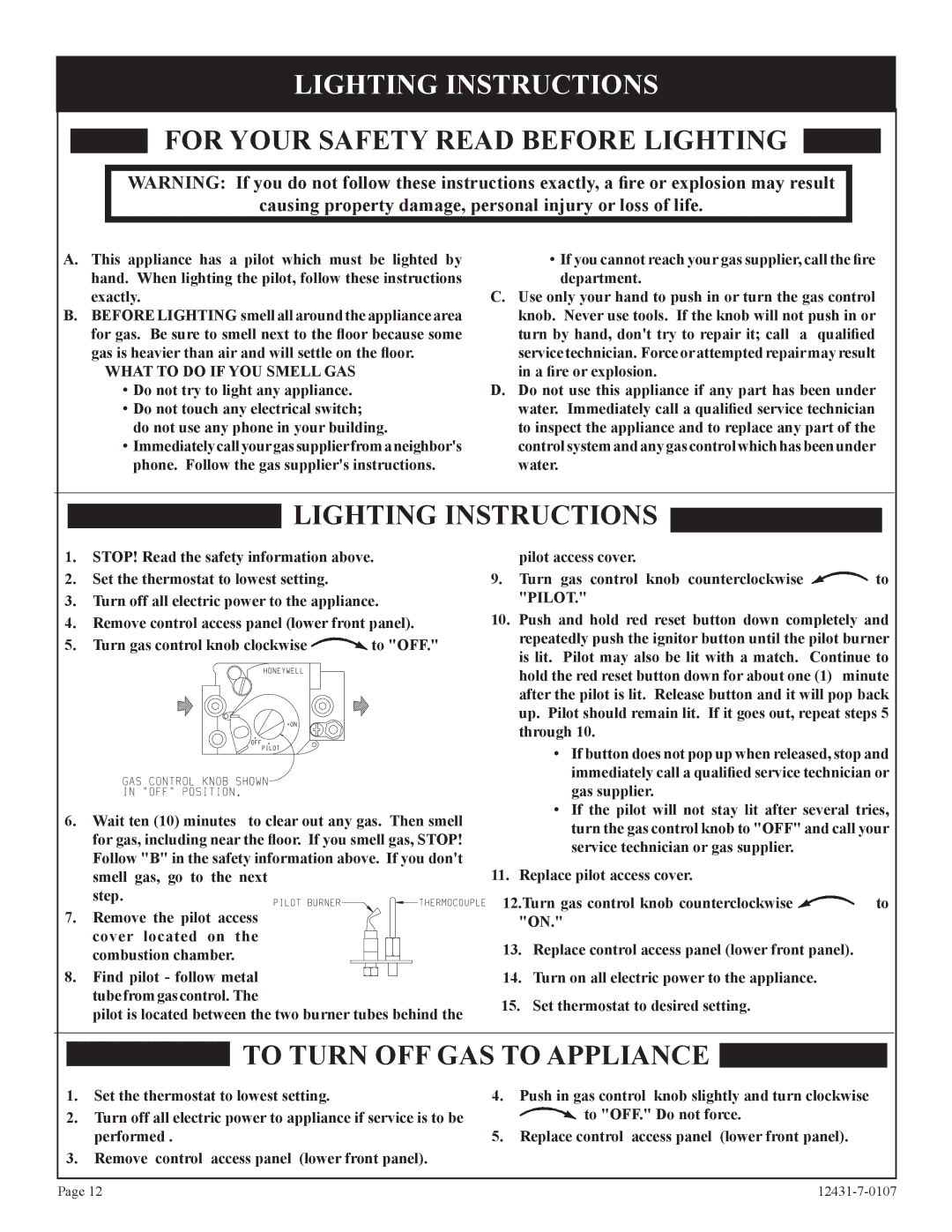 Langley/Empire DV-55SPP installation instructions Lighting Instructions, For Your Safety Read Before Lighting 