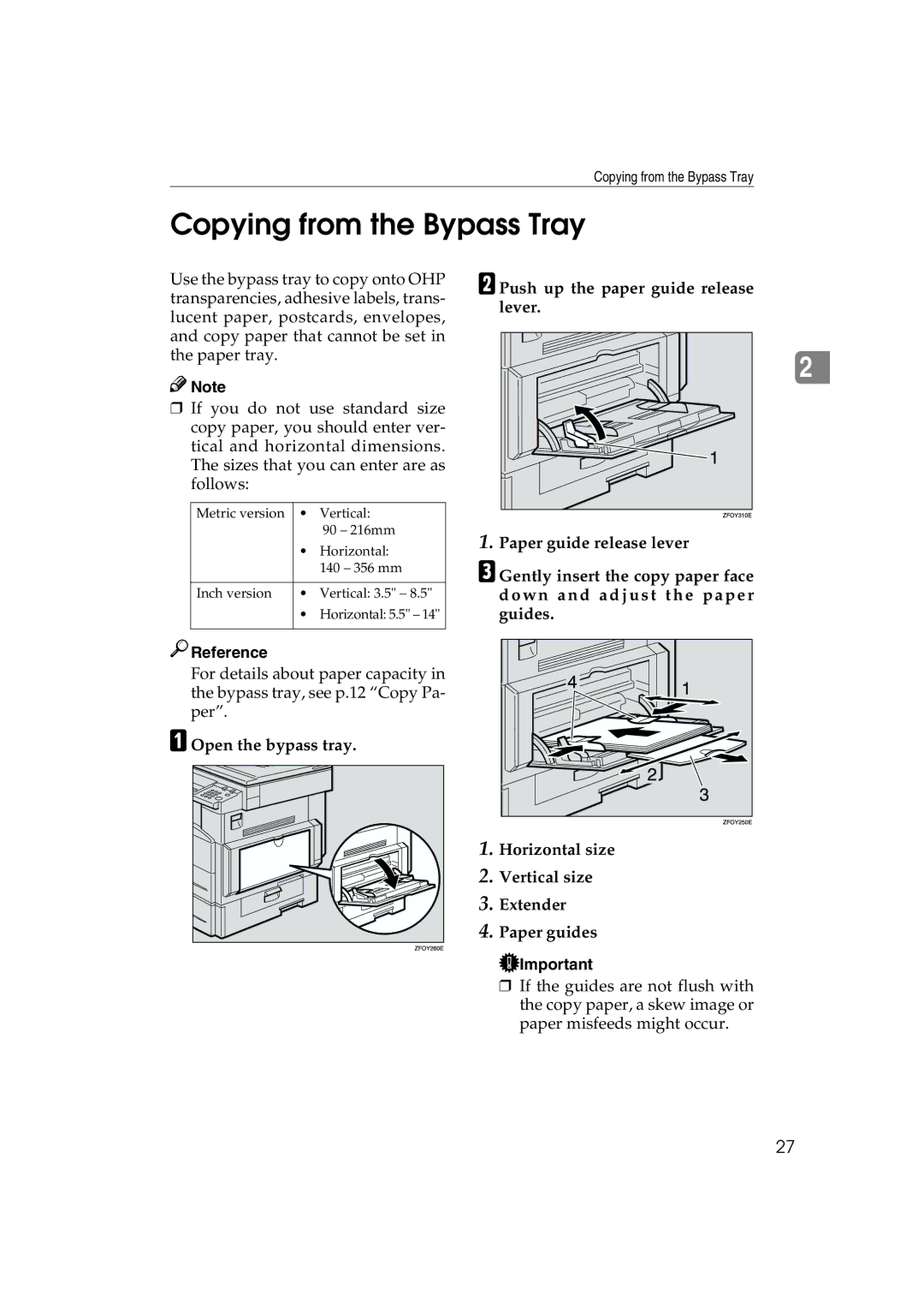 Lanier 5613 manual Copying from the Bypass Tray 