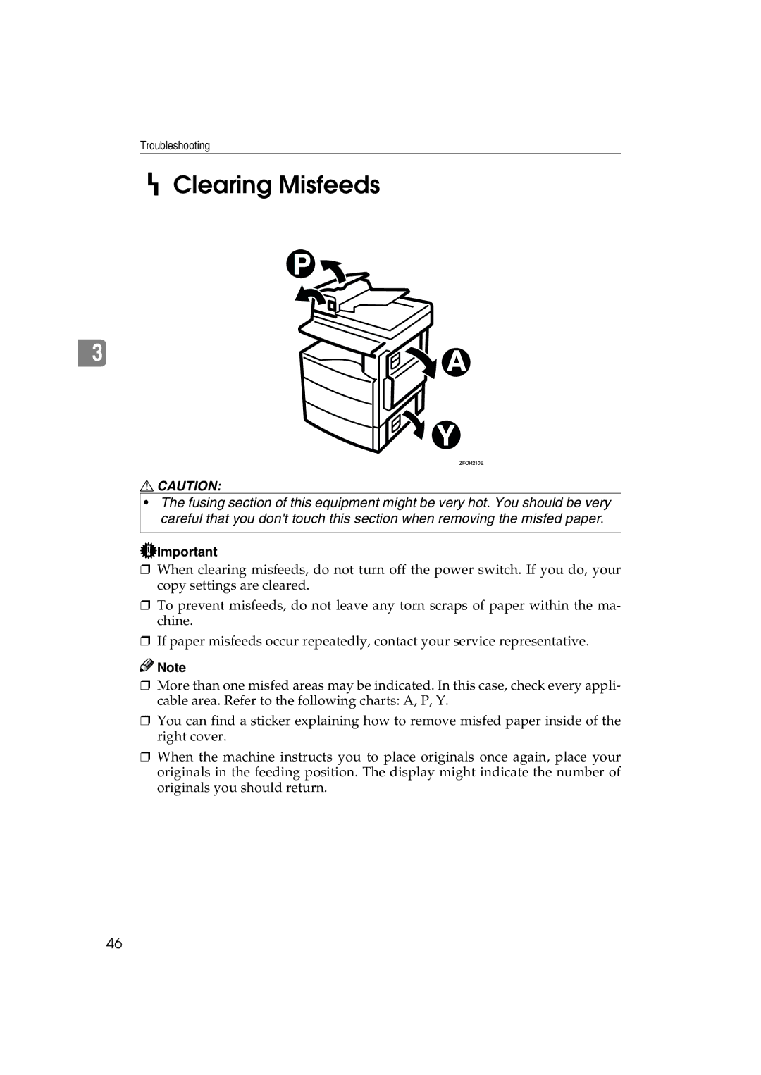 Lanier 5613 manual HClearing Misfeeds 