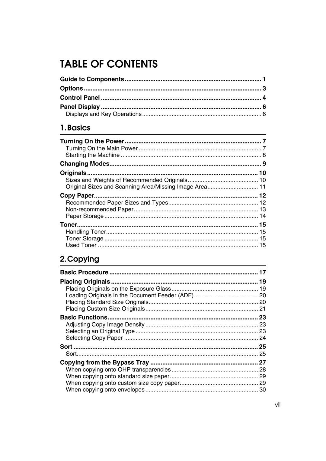 Lanier 5613 manual Table of Contents 