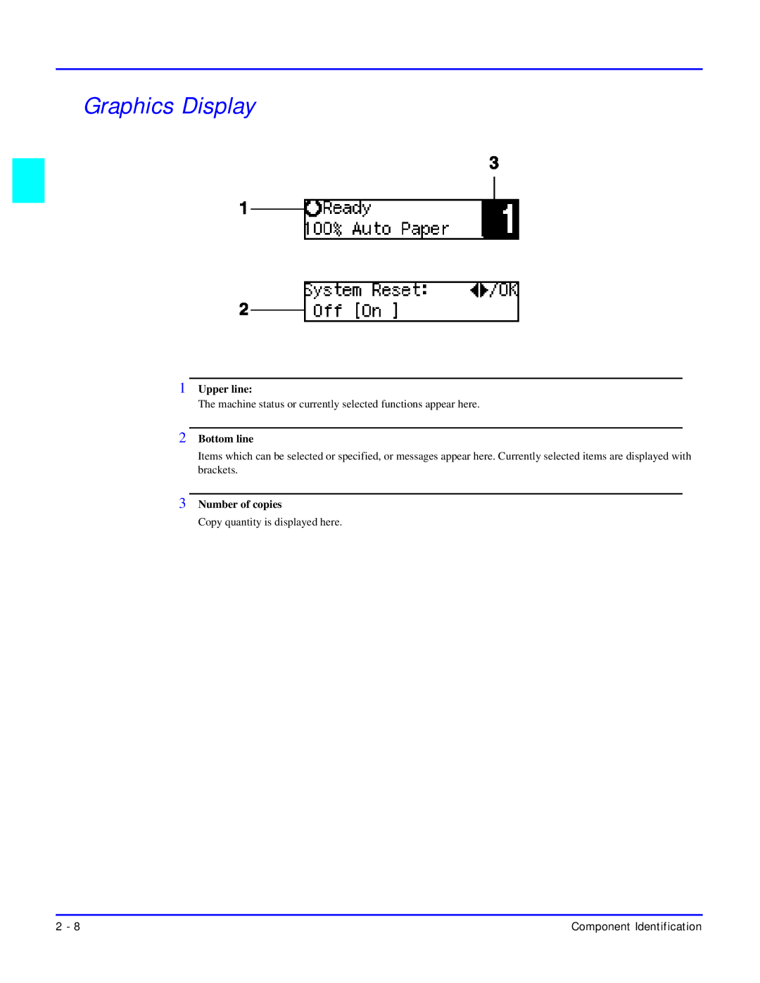 Lanier 5618 manual Graphics Display, Bottom line 