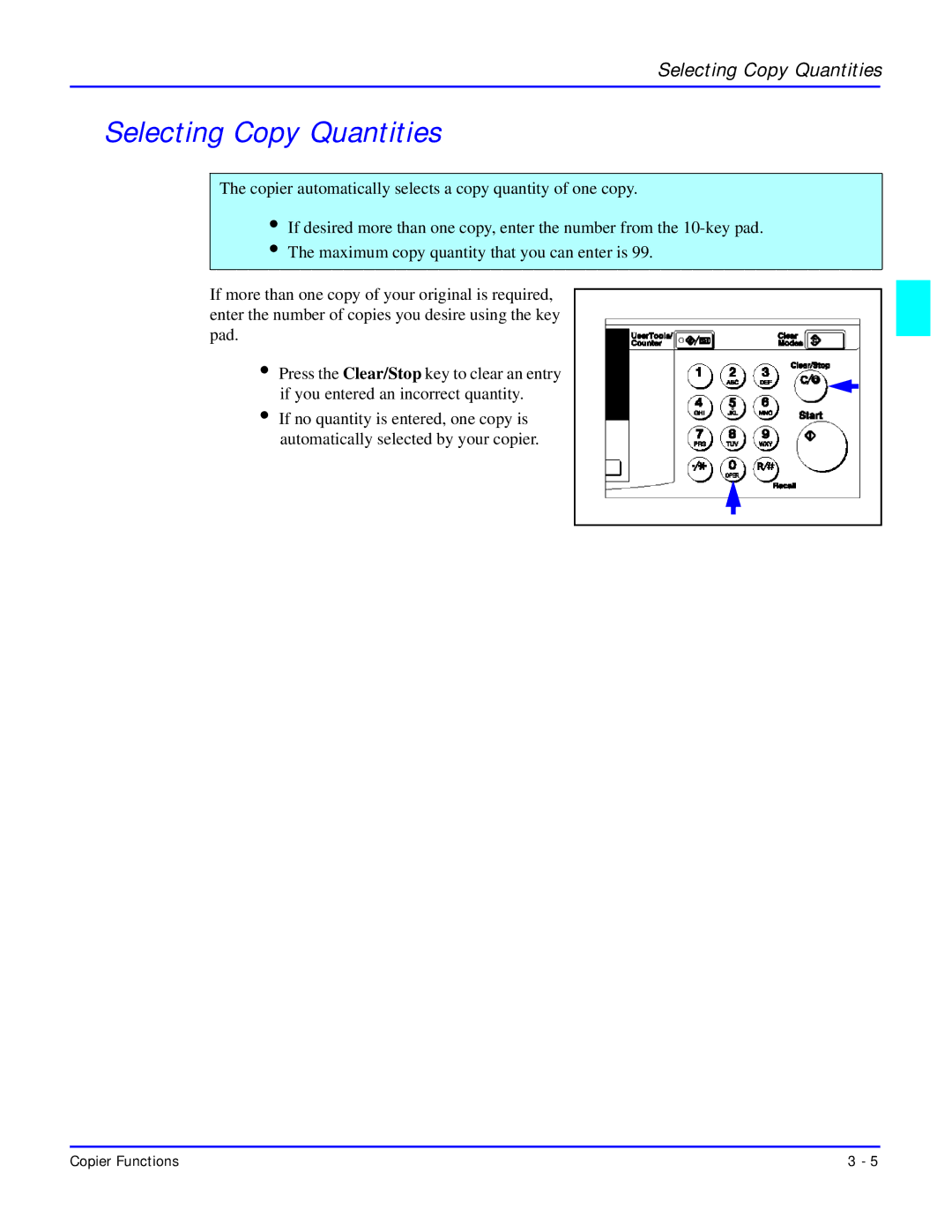 Lanier 5618 manual Selecting Copy Quantities 