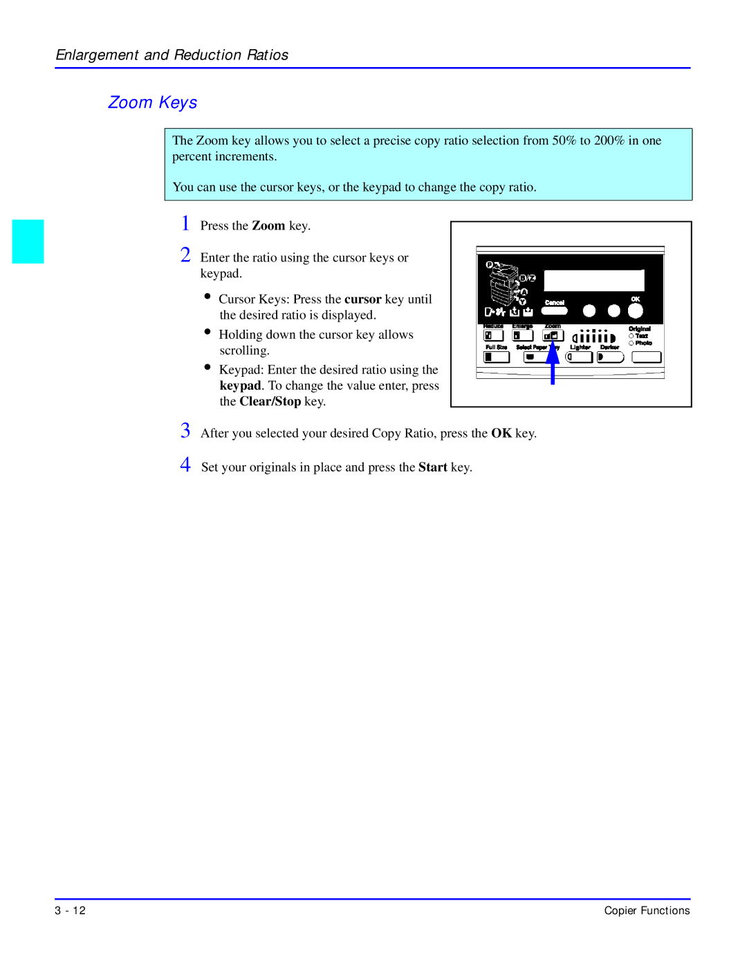 Lanier 5618 manual Zoom Keys 