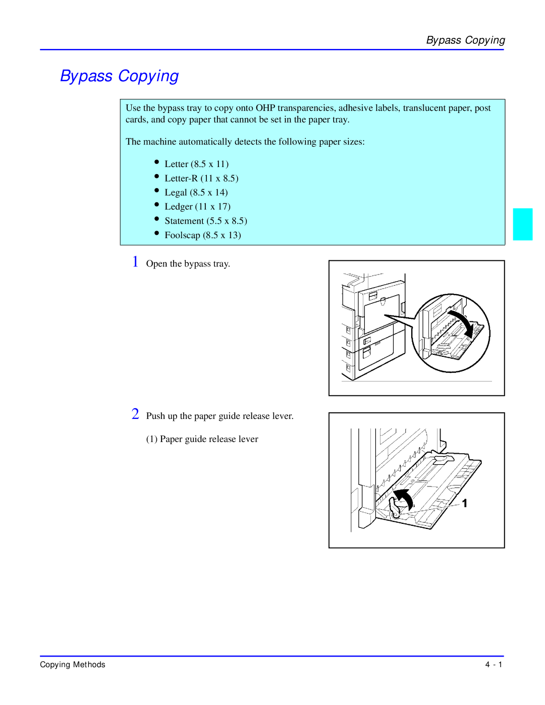 Lanier 5618 manual Bypass Copying 