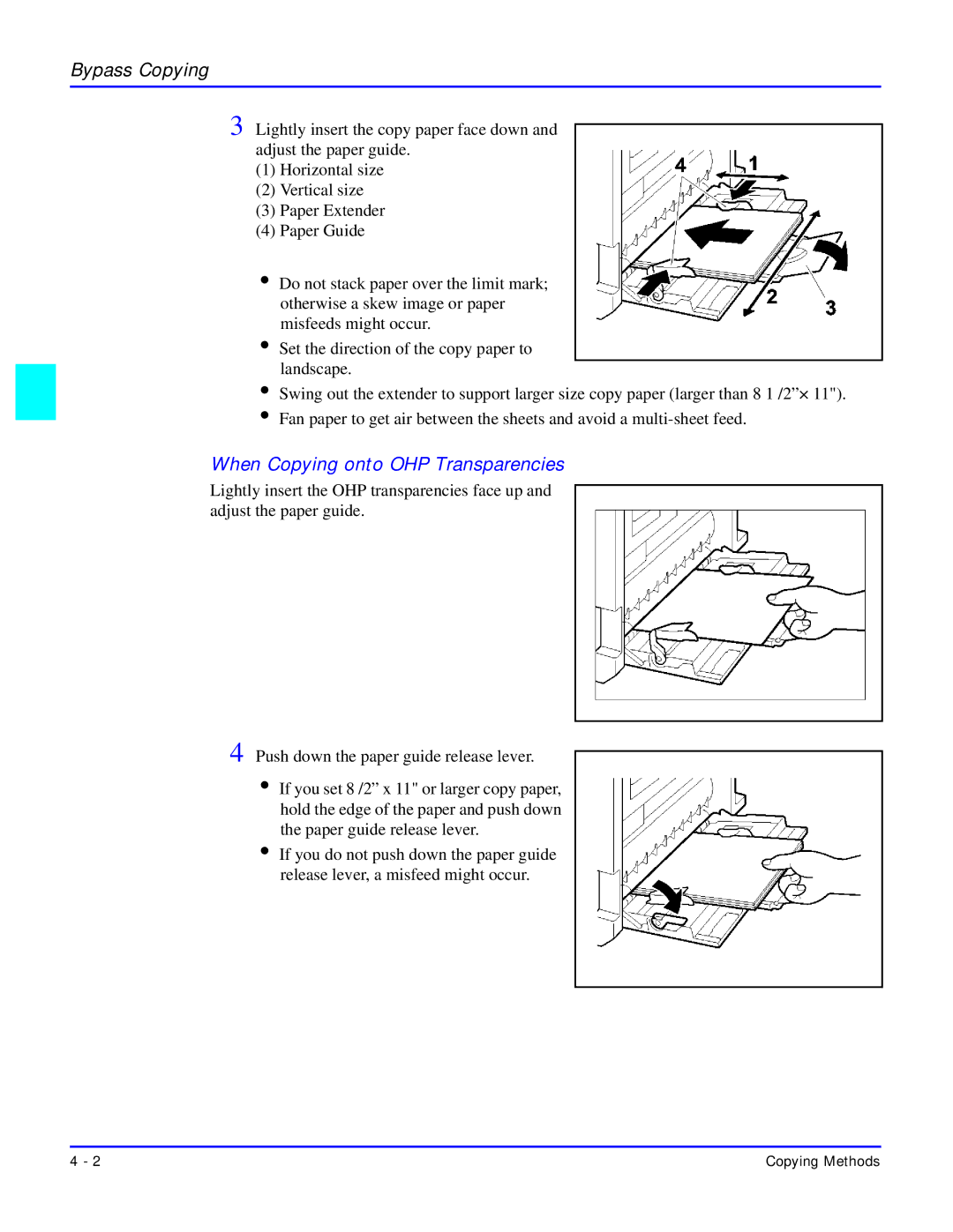 Lanier 5618 manual When Copying onto OHP Transparencies 