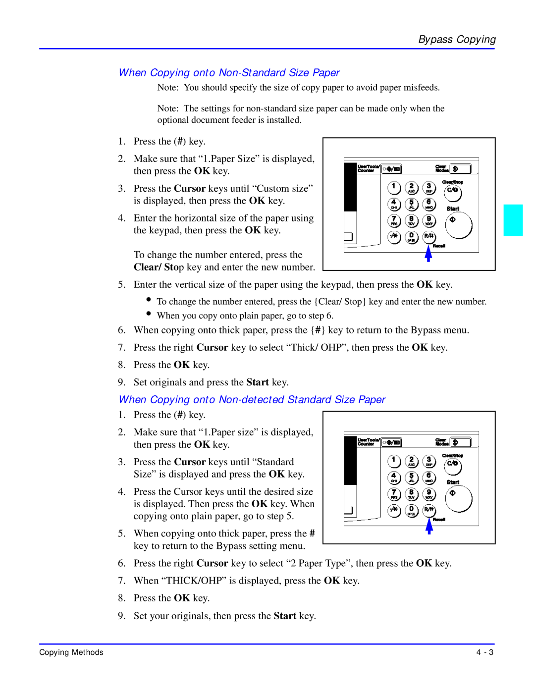 Lanier 5618 manual When Copying onto Non-Standard Size Paper 