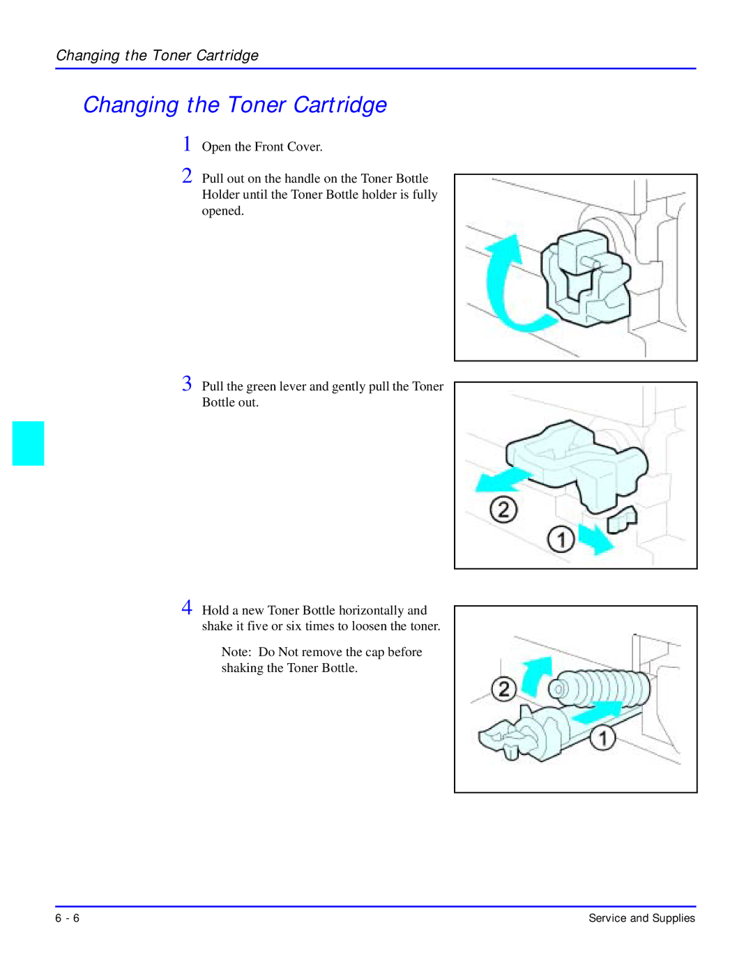 Lanier 5618 manual Changing the Toner Cartridge 