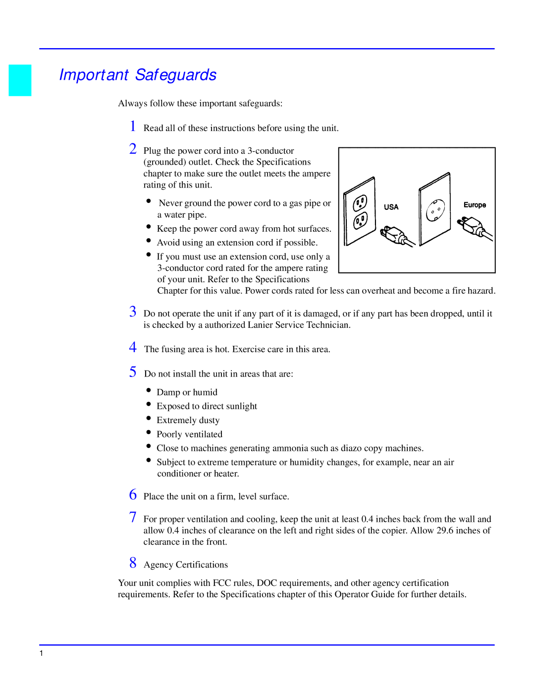 Lanier 5618 manual Important Safeguards 