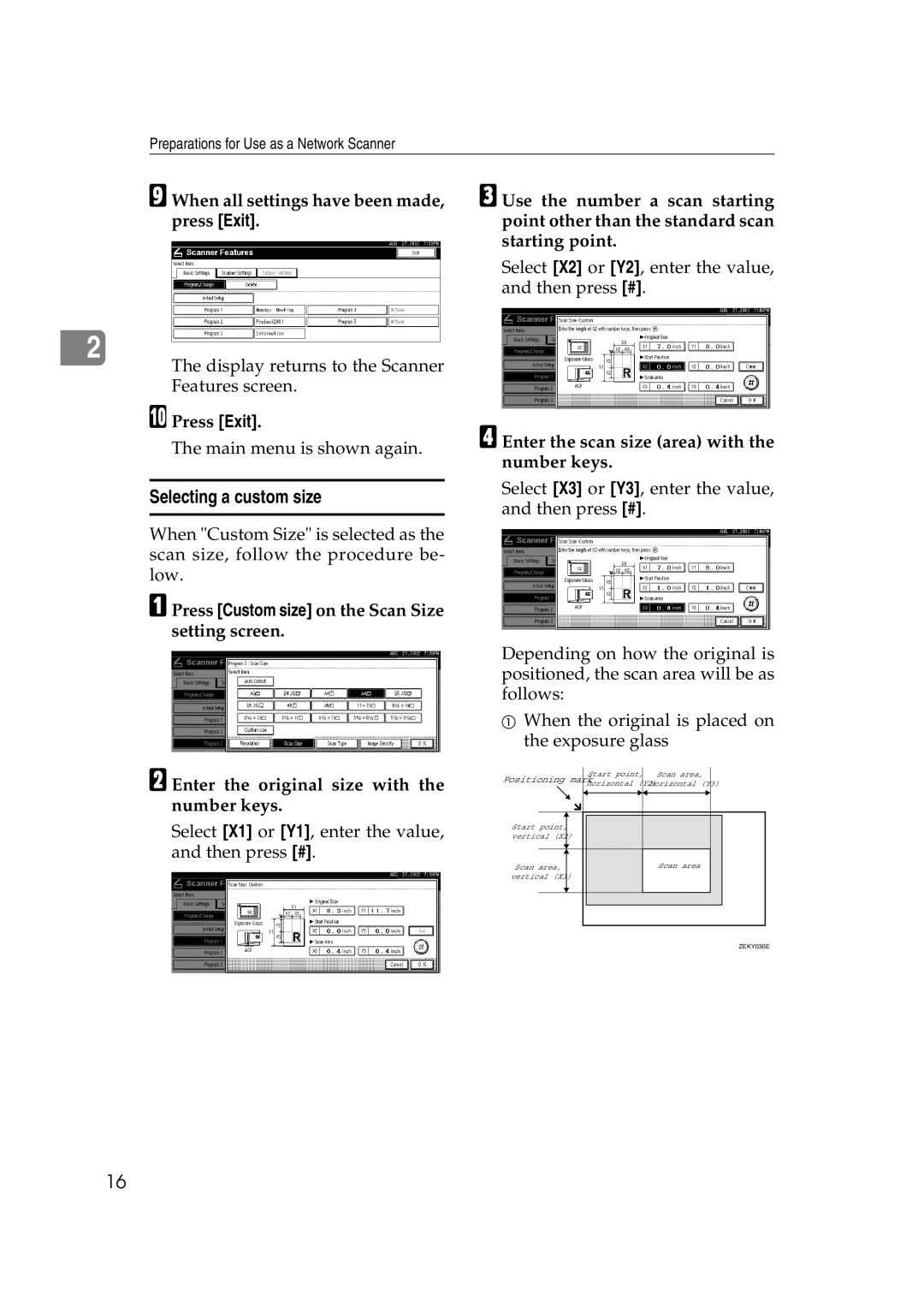 Lanier 5622, 5627 manual Selecting a custom size, When all settings have been made, press Exit, Press Exit 