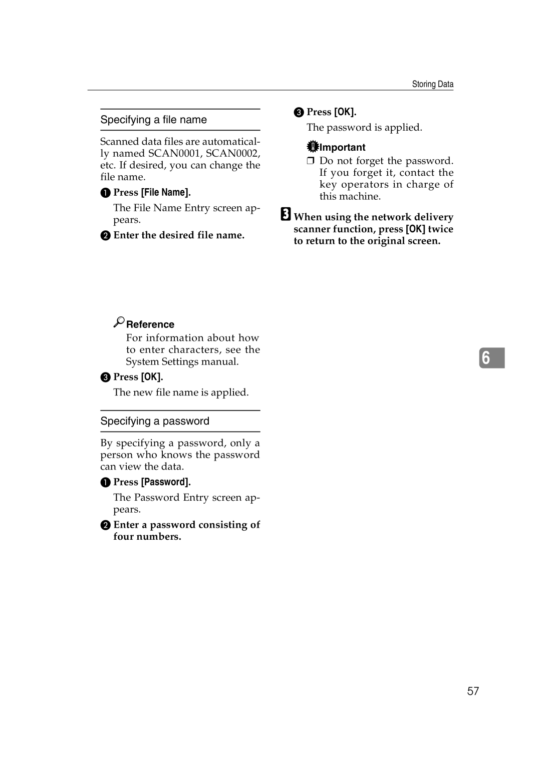 Lanier 5627, 5622 manual Specifying a file name, Specifying a password, Press File Name, Press Password 