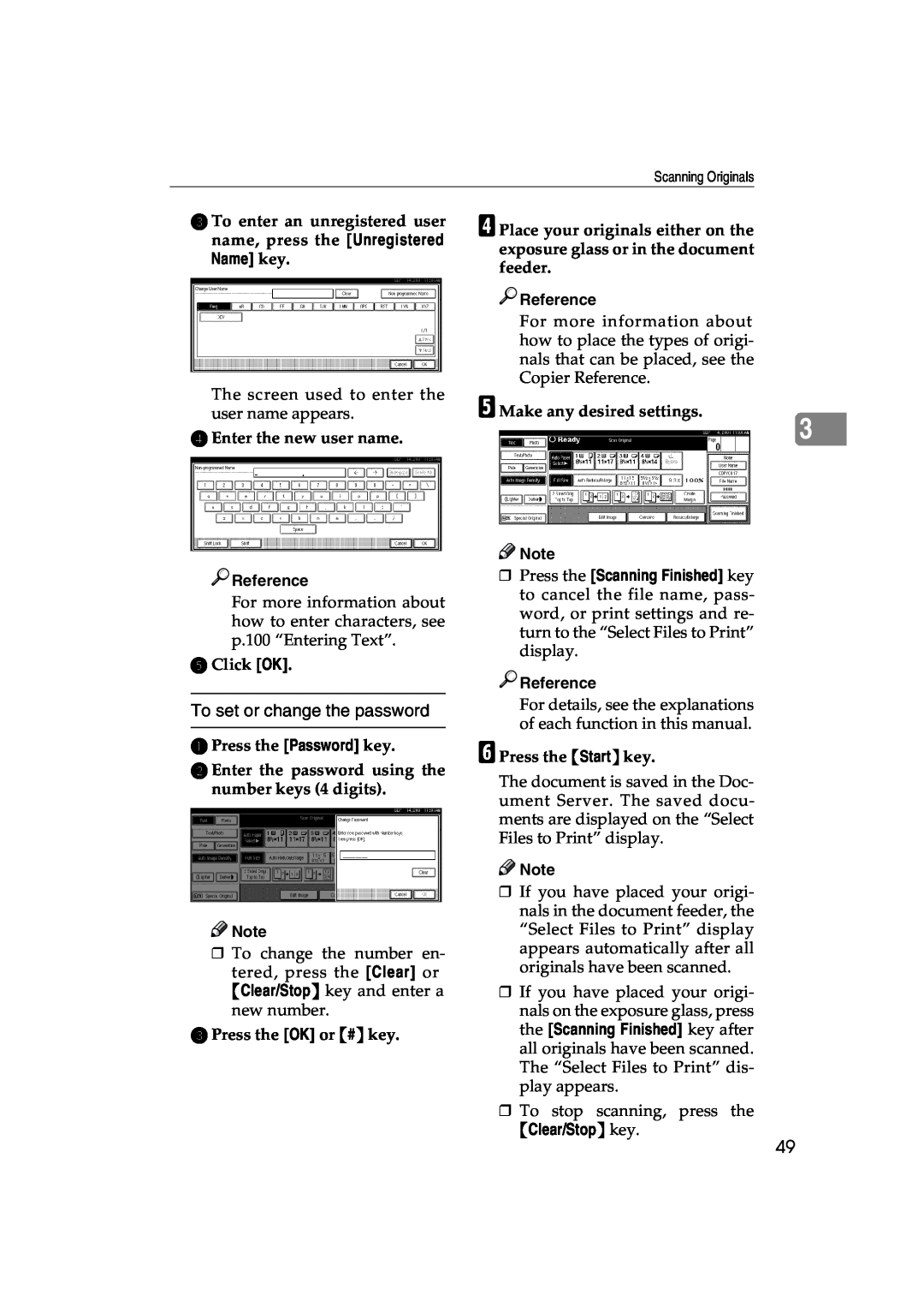 Lanier 5622 AG manual To set or change the password, C To enter an unregistered user name, press the Unregistered Name key 