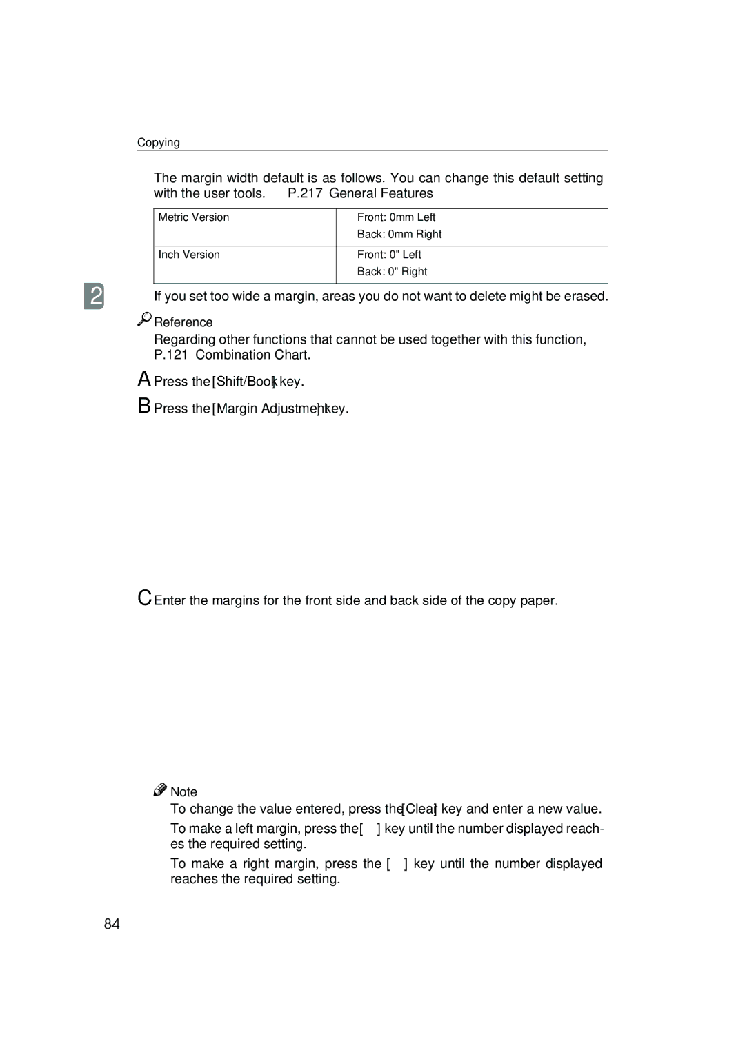 Lanier 5813 manual Press the Shift/Book key, Press the Margin Adjustment key 