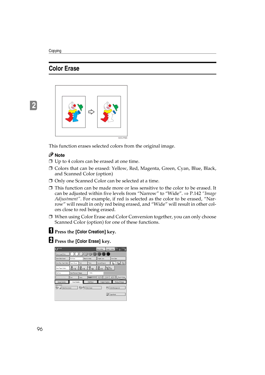 Lanier 5813 manual Press the Color Erase key 