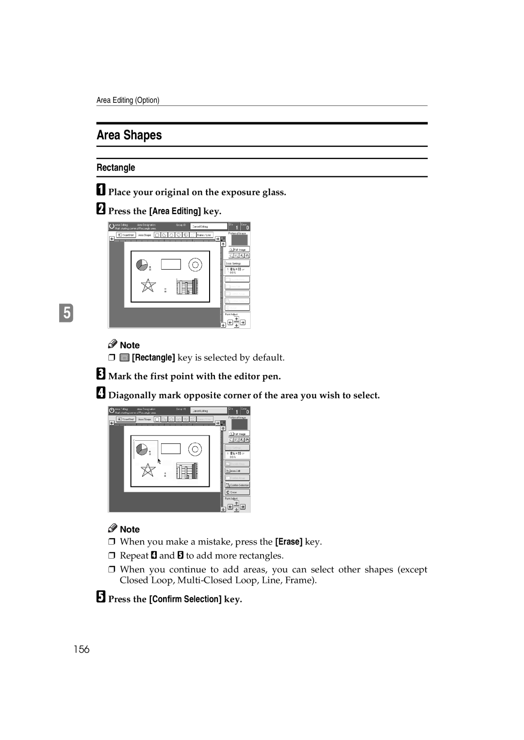 Lanier 5813 manual Area Shapes, Rectangle, 156 