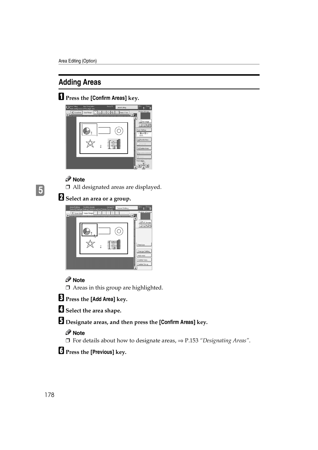 Lanier 5813 manual Adding Areas, 178 