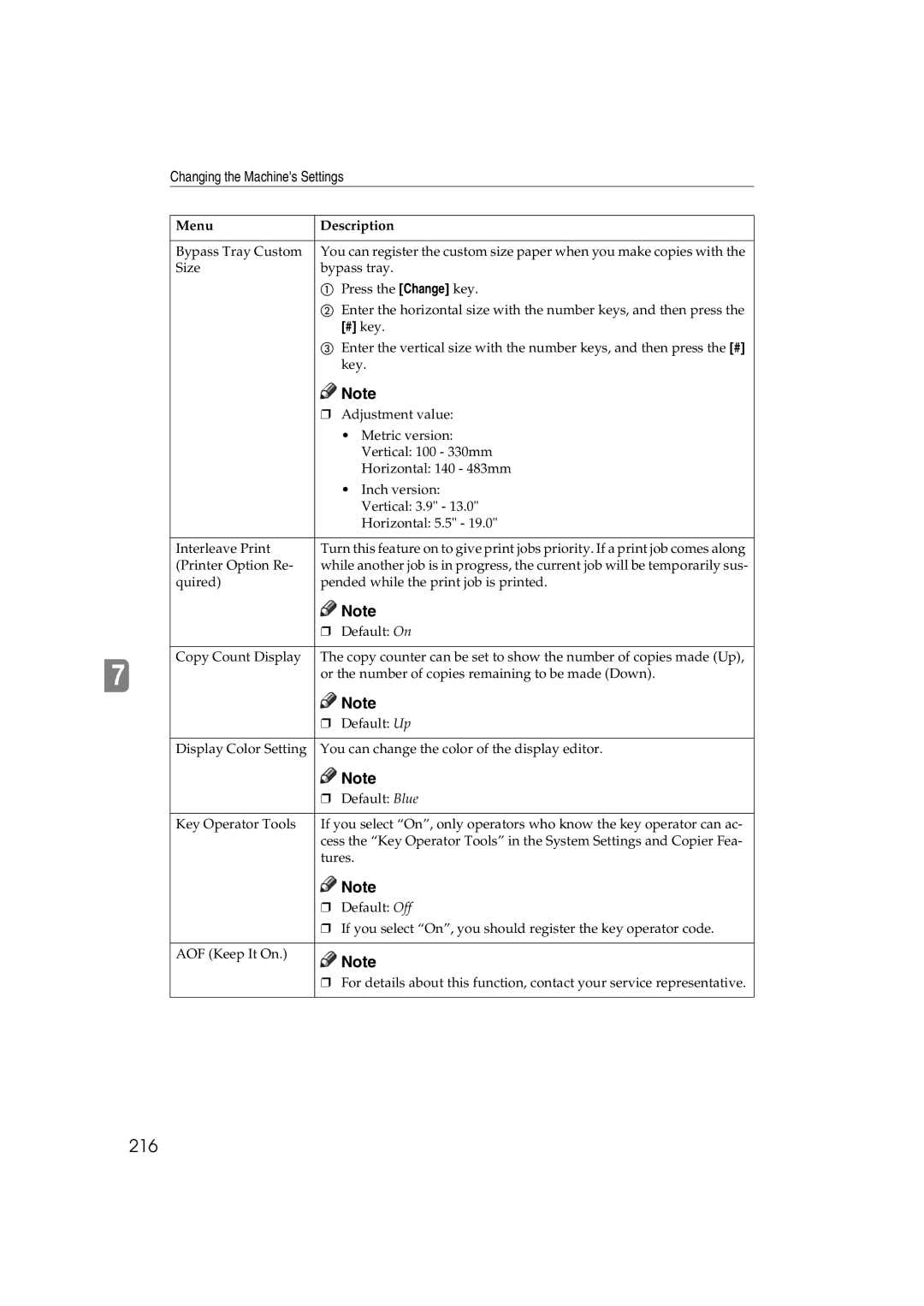 Lanier 5813 manual 216, # key 