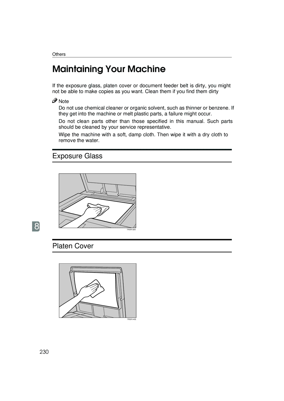 Lanier 5813 manual Maintaining Your Machine, Exposure Glass, Platen Cover, 230 