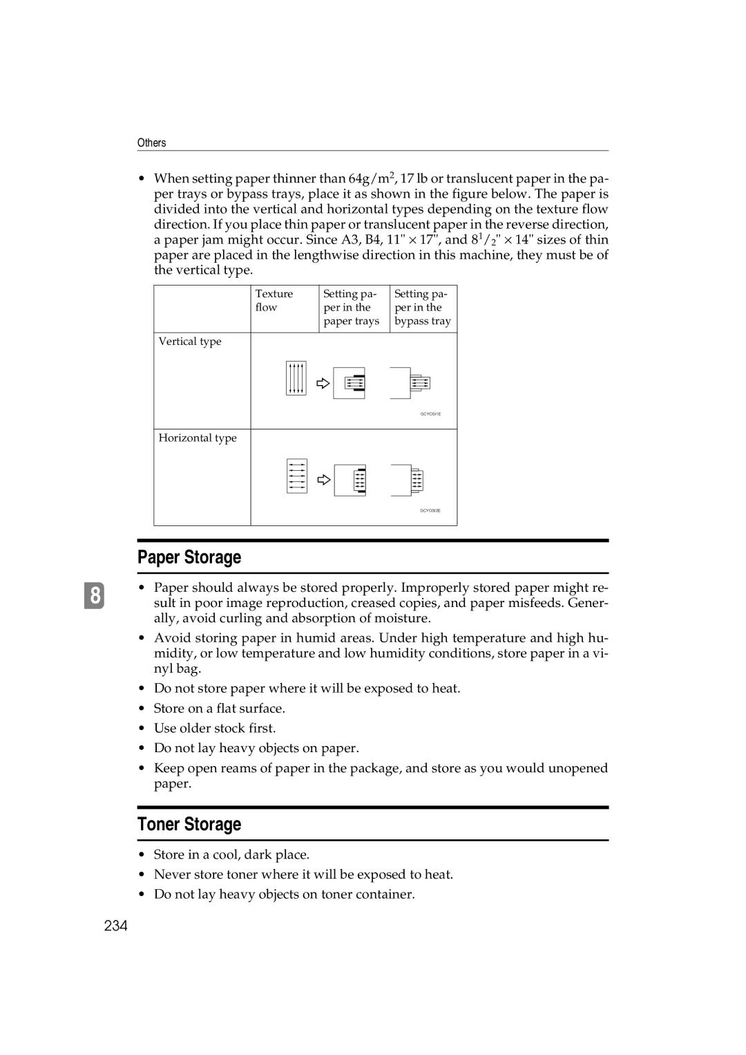 Lanier 5813 manual Paper Storage, Toner Storage, 234 