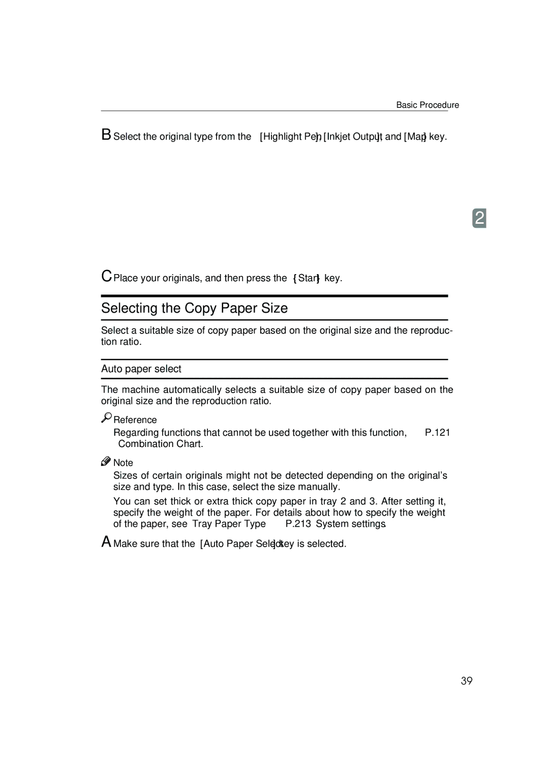 Lanier 5813 manual Selecting the Copy Paper Size, Auto paper select, Make sure that the Auto Paper Select key is selected 