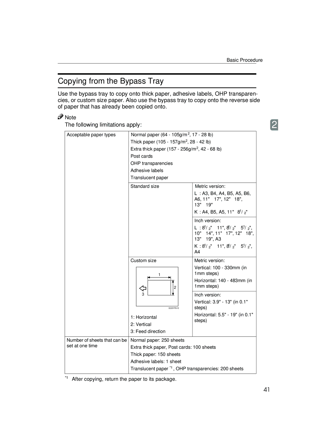 Lanier 5813 manual Copying from the Bypass Tray 