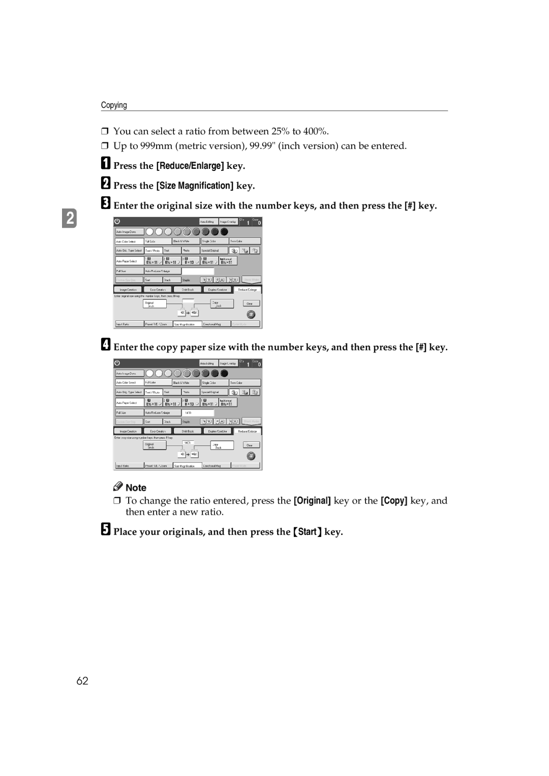 Lanier 5813 manual Place your originals, and then press the Start key 