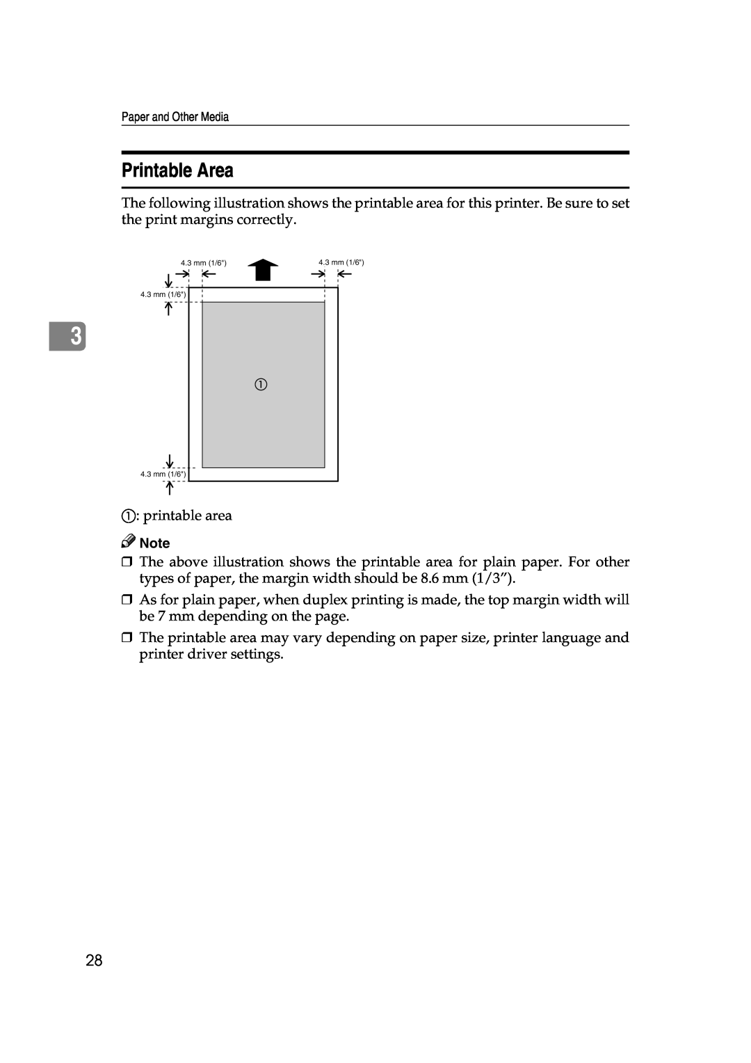 Lanier AP206 manual Printable Area 