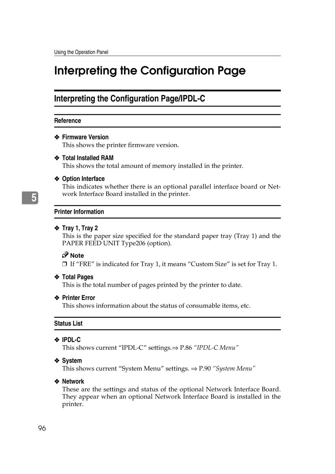 Lanier AP206 manual Interpreting the Configuration Page/IPDL-C 