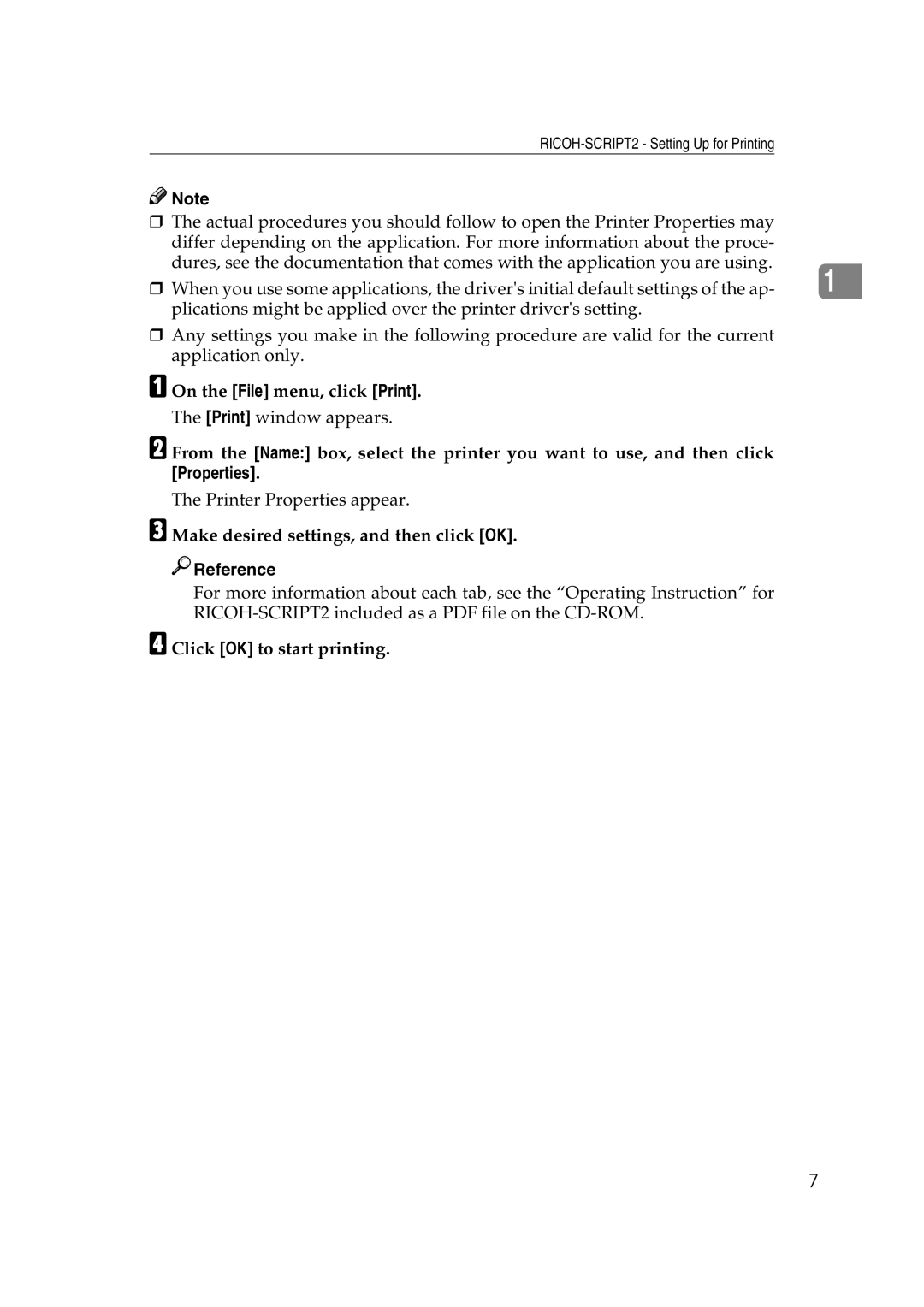 Lanier AP206 manual Print window appears 