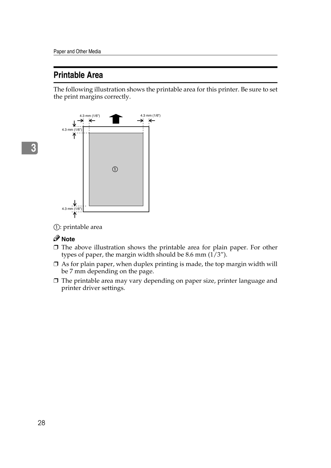 Lanier AP206 manual Printable Area 