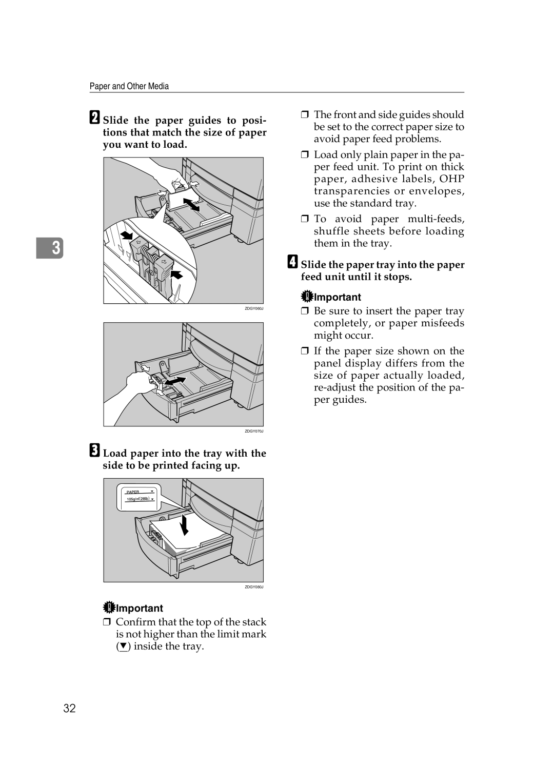 Lanier AP206 manual Slide the paper tray into the paper feed unit until it stops 