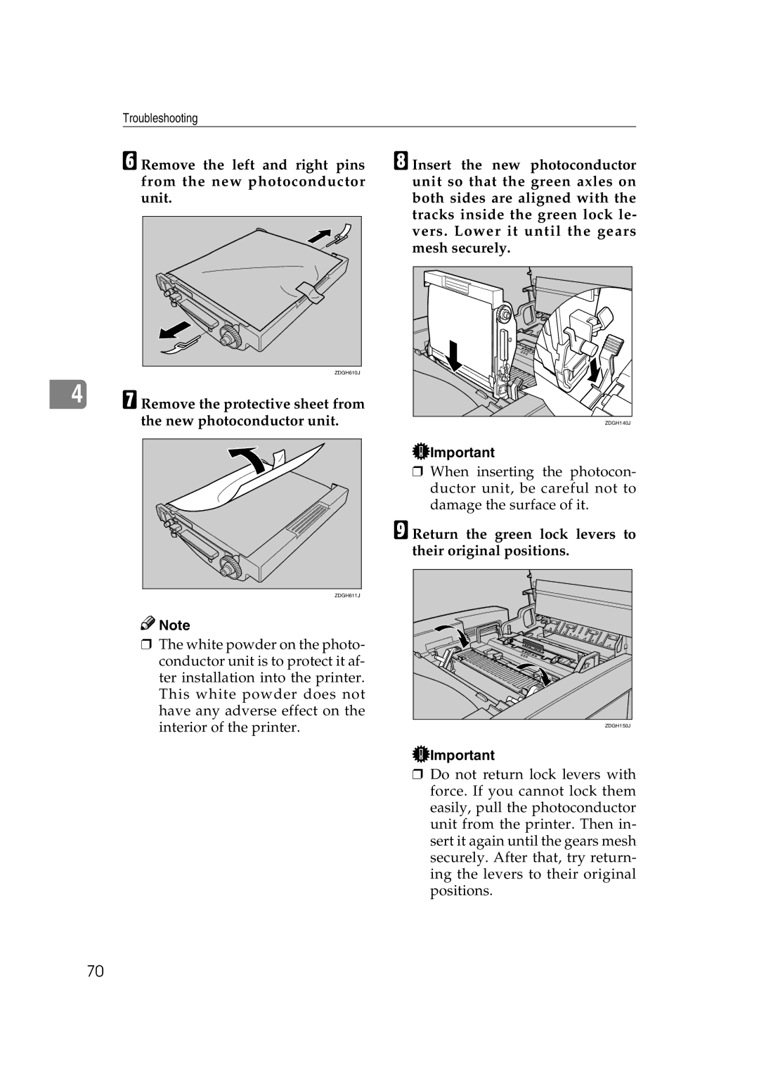 Lanier AP206 manual Remove the protective sheet from the new photoconductor unit 