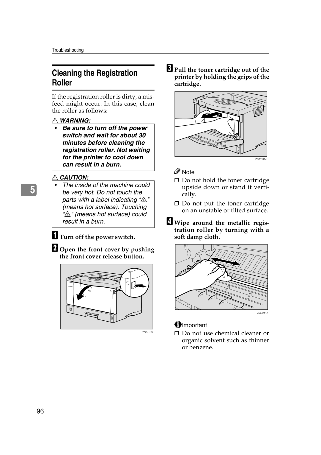 Lanier AP2610 manual Cleaning the Registration Roller 