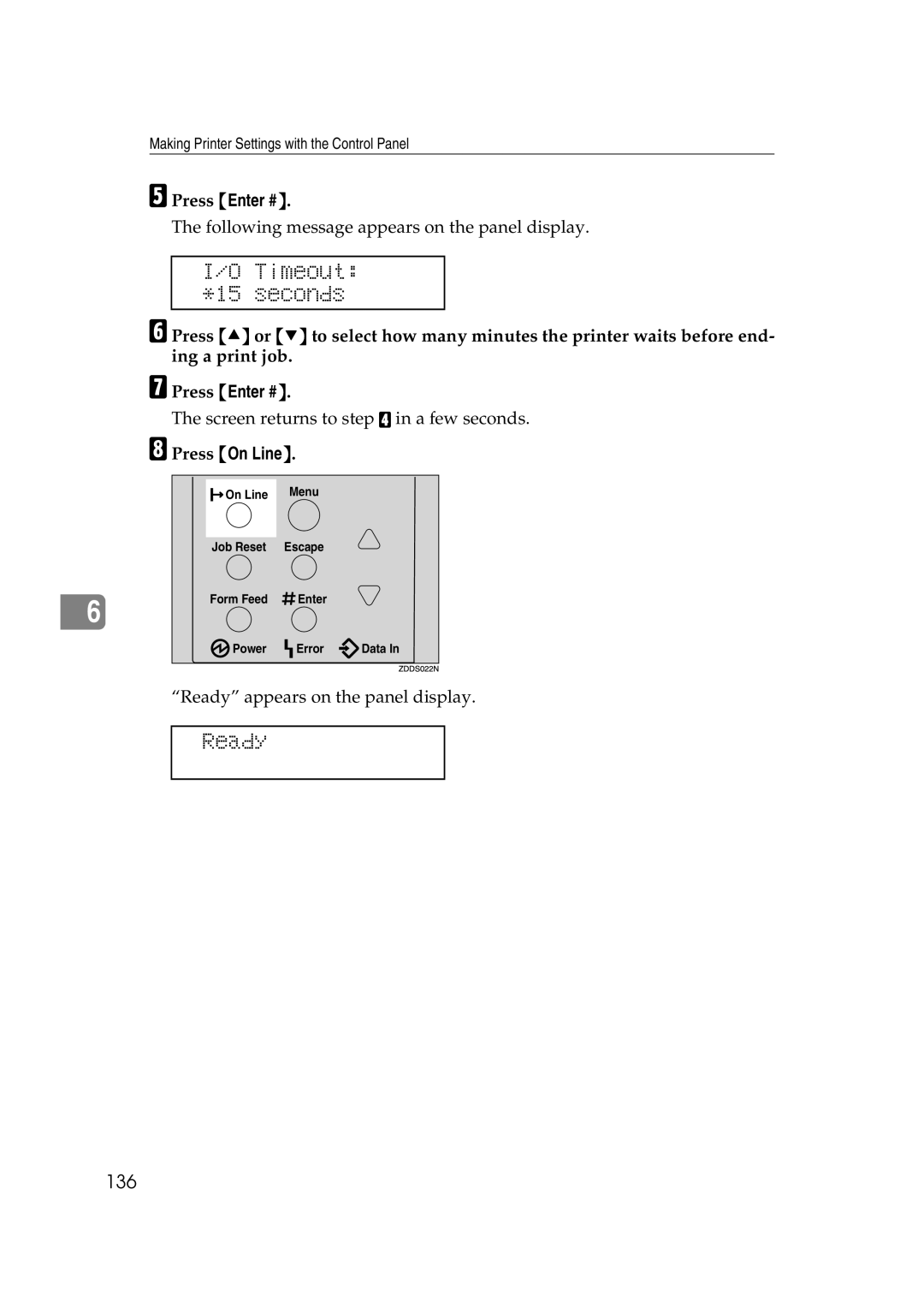 Lanier AP2610 manual Timeout *15 seconds, 136 