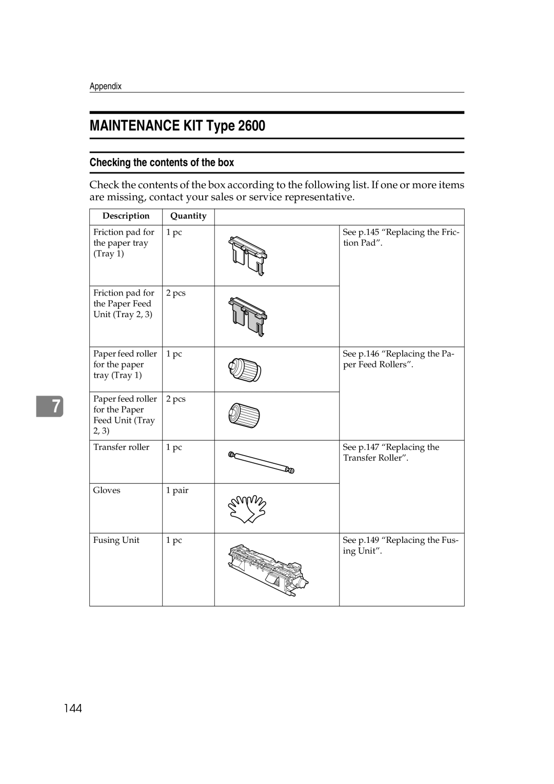 Lanier AP2610 manual Maintenance KIT Type, Checking the contents of the box 