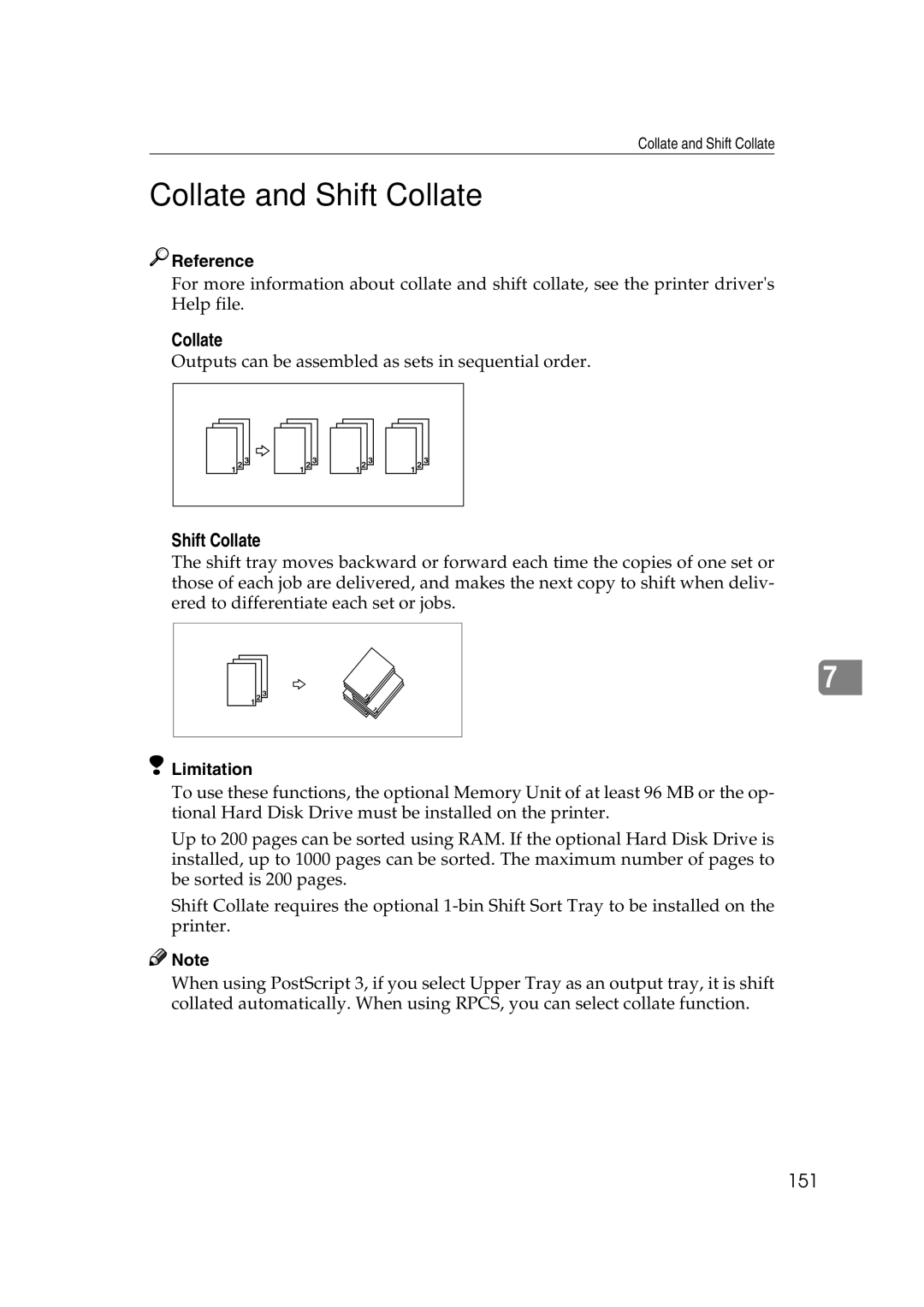 Lanier AP2610 manual Collate and Shift Collate, 151 