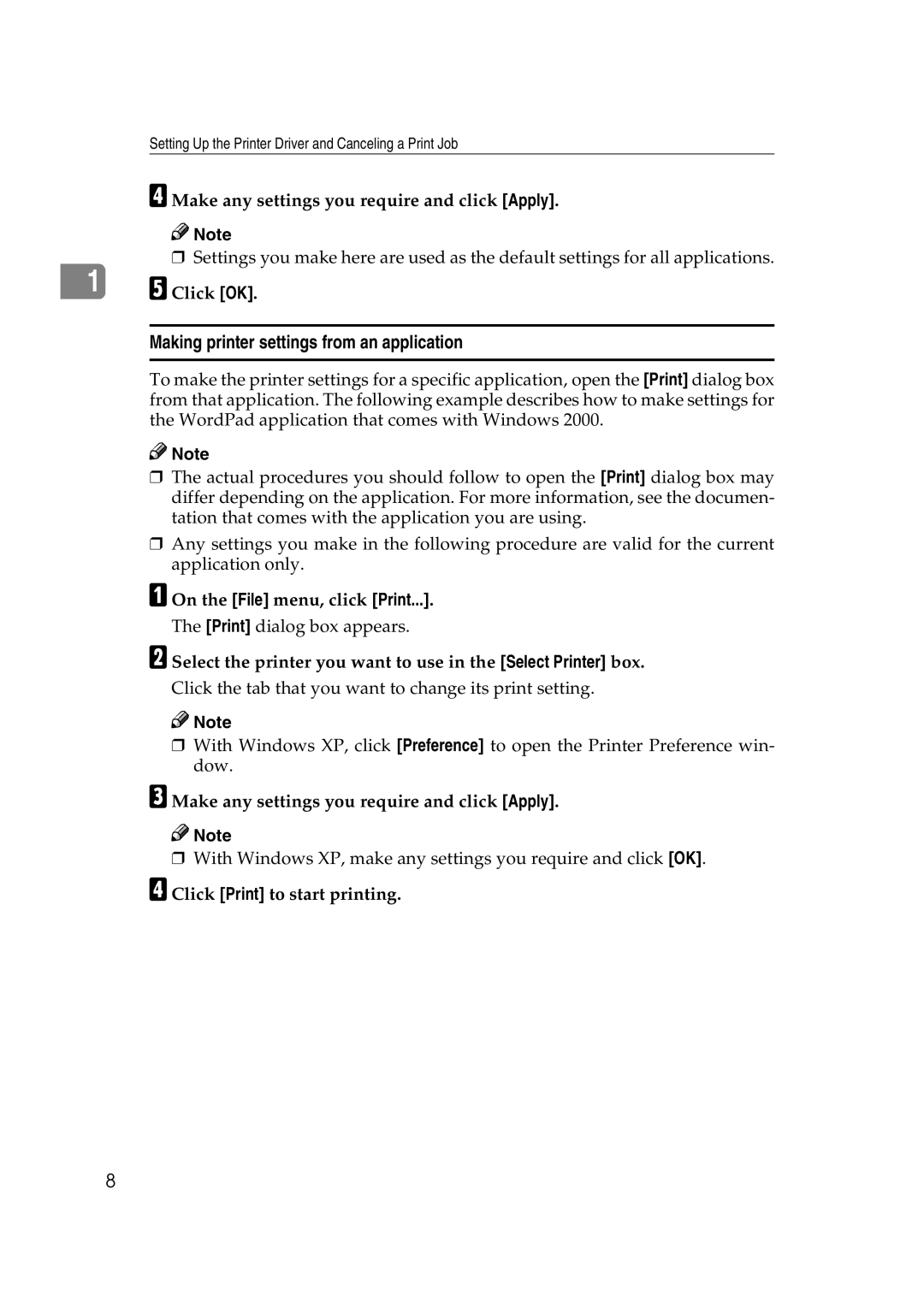 Lanier AP2610 manual Select the printer you want to use in the Select Printer box 