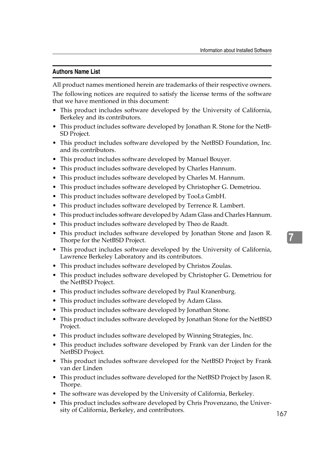 Lanier AP2610 manual Authors Name List, 167 