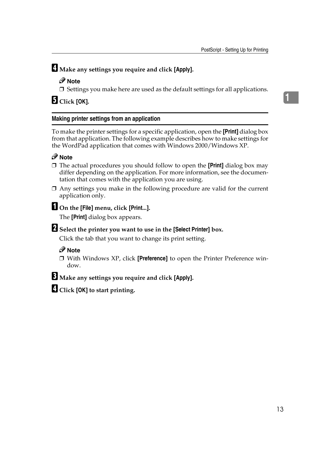 Lanier AP2610 manual Select the printer you want to use in the Select Printer box 