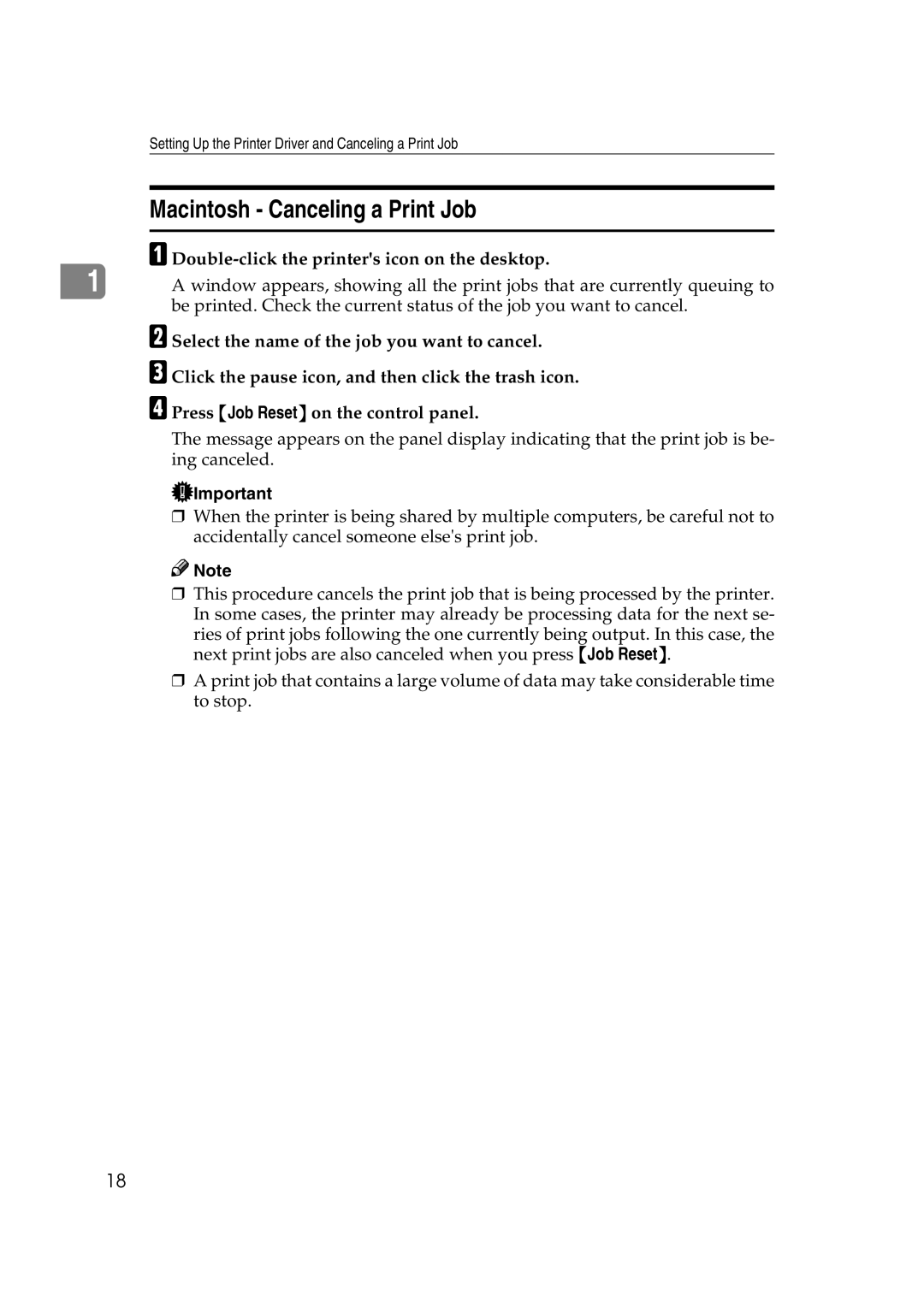 Lanier AP2610 manual Macintosh Canceling a Print Job, Double-click the printers icon on the desktop 