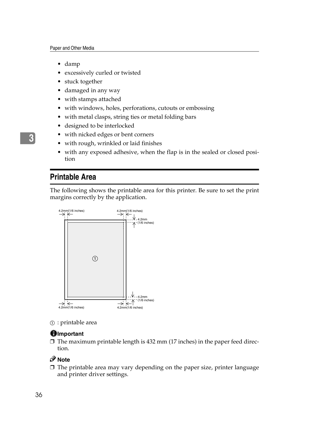 Lanier AP2610 manual Printable Area 