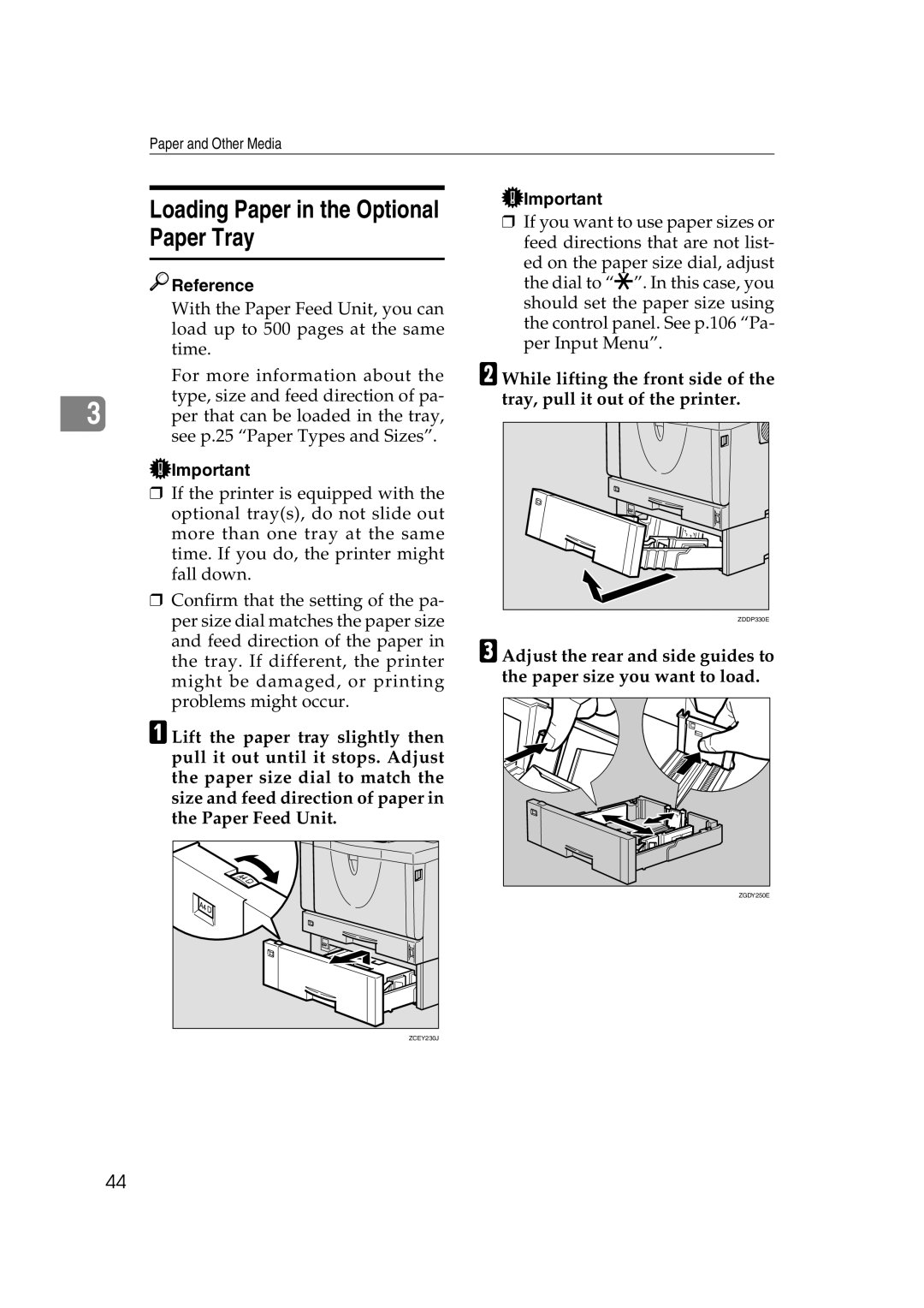 Lanier AP2610 manual Loading Paper in the Optional Paper Tray 